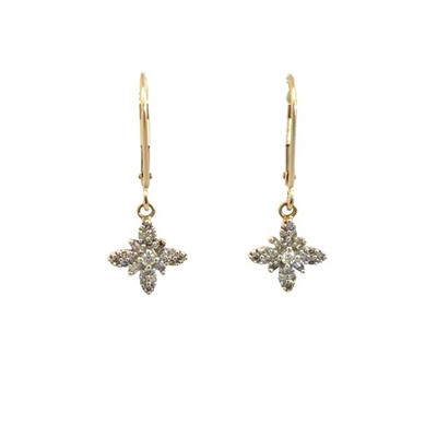 Ohrhänger 14 Karat Gelbgold floral 0,32 kt Diamant