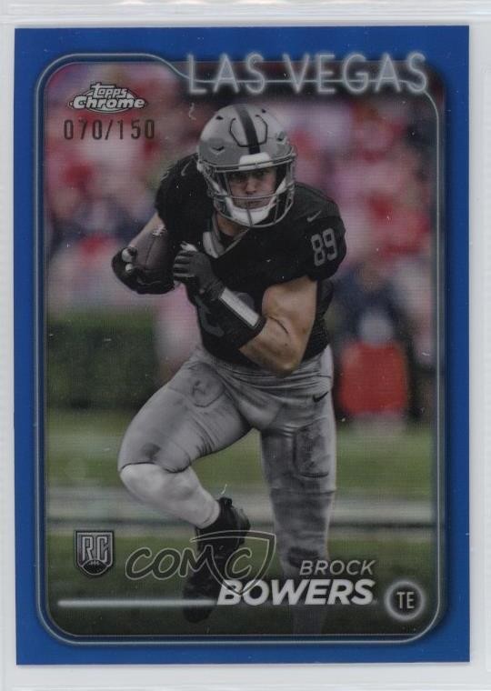 2024 Topps Chrome Rookies Blue Refractor 70/150 Brock Bowers #207 Rookie RC