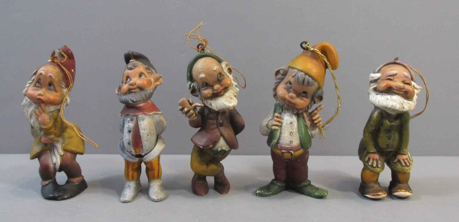 Set of 5 Whimsical Miniature Elf Ornaments (Set A)