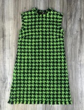Dolce & Gabbana Houndstooth Knit Mini Dress Green White Sleeveless IT 40 US S