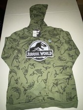 New Jurassic World Green hoodie sweater boys size 13-14 yrs