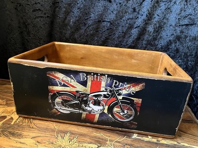 VINTAGE STIL HOLZ MEHRZWECK AUFBEWAHRUNGSBOX KISTE BSA MOTORRAD