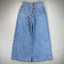 Jeans Zara larghi larghi vita alta bottoni mosca donna 4/25x25 1/2 lavaggio leggero