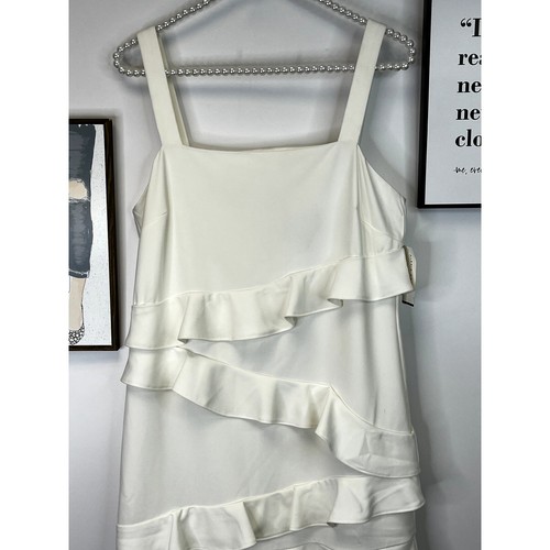 NWT Alexia Admor White Tank Dress with Ruffle Detailing SZ 8 - Picture 3 of 8