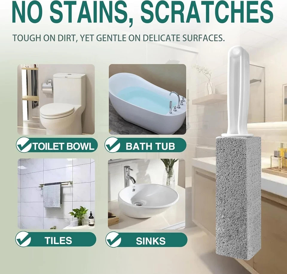 Pumice Cleaning Stone with Handle Toilet Bowl Cleaner Hard Water Ring Remover 2