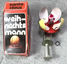 Vintage Tin Toy German Christmas Santa Bubble Push Spin Weih-nachts Mann Spinner