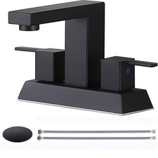 Matte Black Bathroom Sink Faucet, 4 inch Bathroom Faucets for Sink 3 Hole wit...