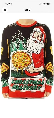 Ugly Christmas Sweater Pizza Delivery Santa Foodie Funny