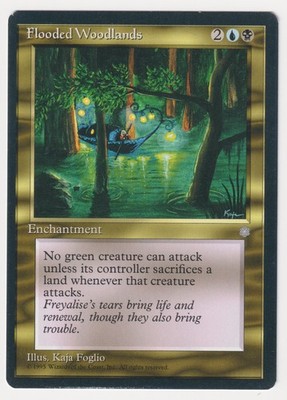 Flooded Woodlands Proof MP Ice Age Artist Kaja Foglio 1995 MTG Magic AP Rare!