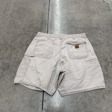 vintage carhartt beige relaxed baggy fit cargo shorts size 36