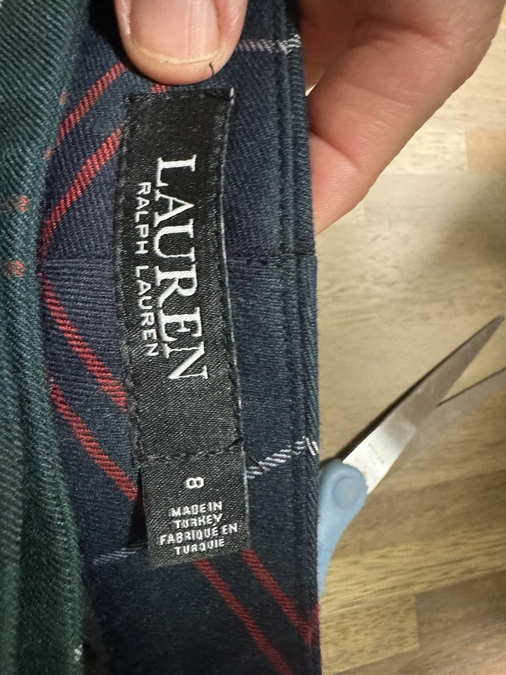 Pantalones de lana a cuadros Ralph Lauren talla 8 para mujer nuevos con etiquetas Foto 3 de 4