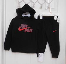 NWT 2pc Nike Black Red Gray Just Do It Logo Sweatshirt  Jogger Set sz 2t