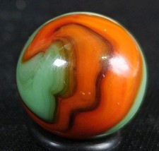 Vintage Marble - Akro Corkscrew Spiral Orange Green .68"