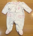 Little Me Pink White Polka Dot Coverall One-Piece for Girls 3 Months Long Sleeve — photo 1