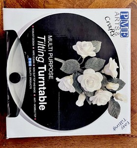 PME Tilting Round Turntable White Black Plastic Non-Slip Cake Decorating Robust