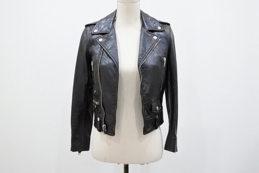 Saint Laurent Giacca Cavaliere Gatto Nero 34 Pelle di Vacchetta Donna