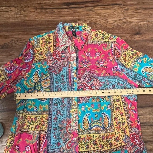 Ralph Lauren Patchwork Print Button Up Shirt Boho… - image 3