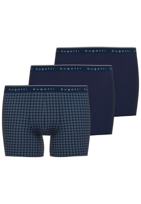 BUGATTI Herren Long-Pants blau, 3er Pack, Single Jersey