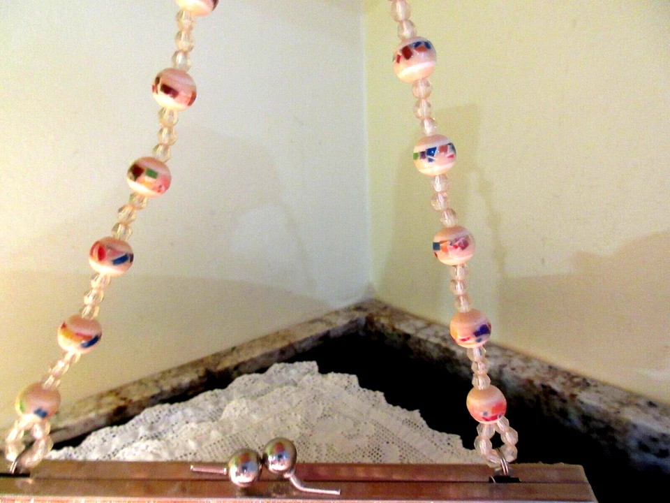 Bolso de Noche Chateau Vintage Satinado Cuentas Floral Beige Foto 3 de 4