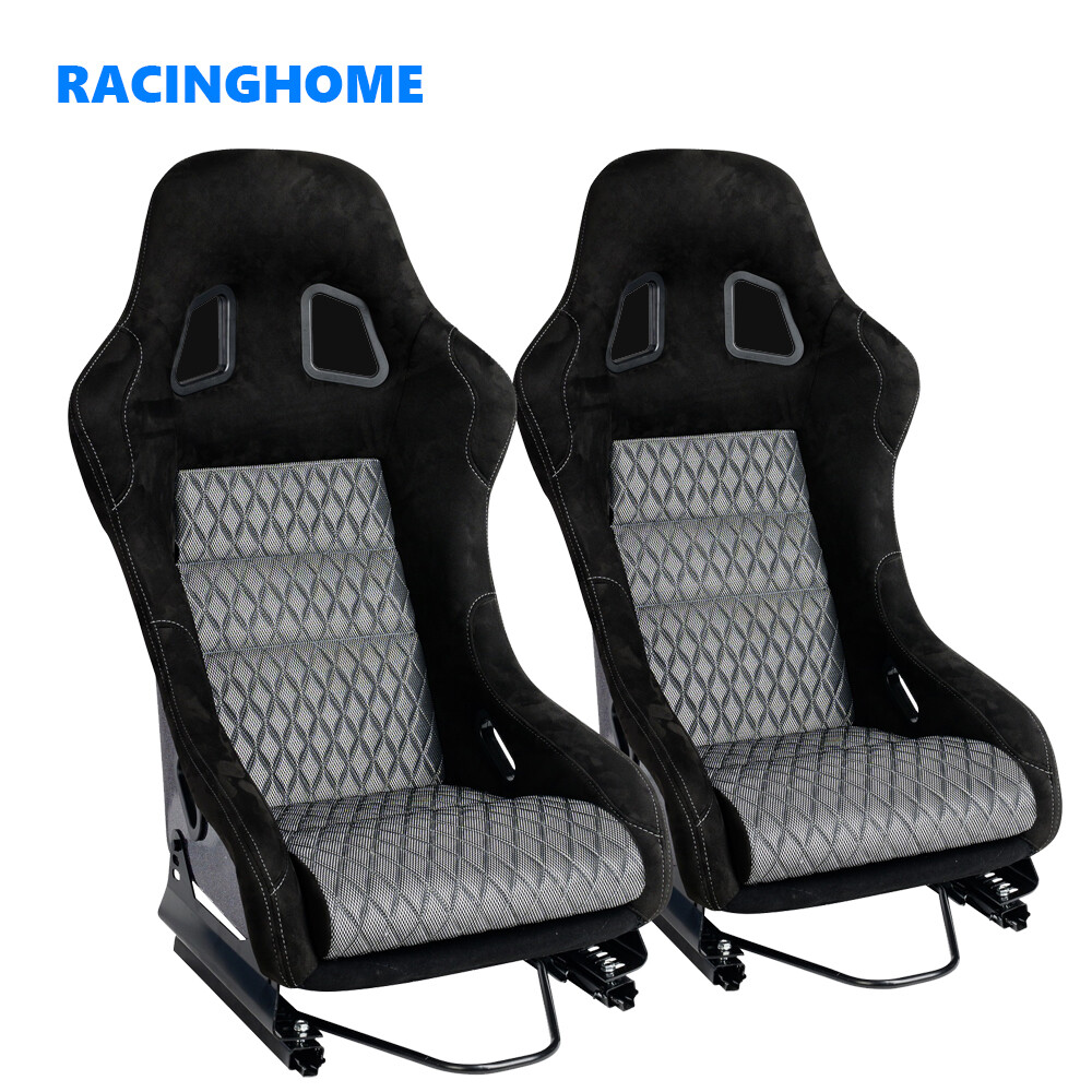 1pcs Car Sport Bucket Seat Racing Seat Set Breathable Mesh Fabric Fiberglass