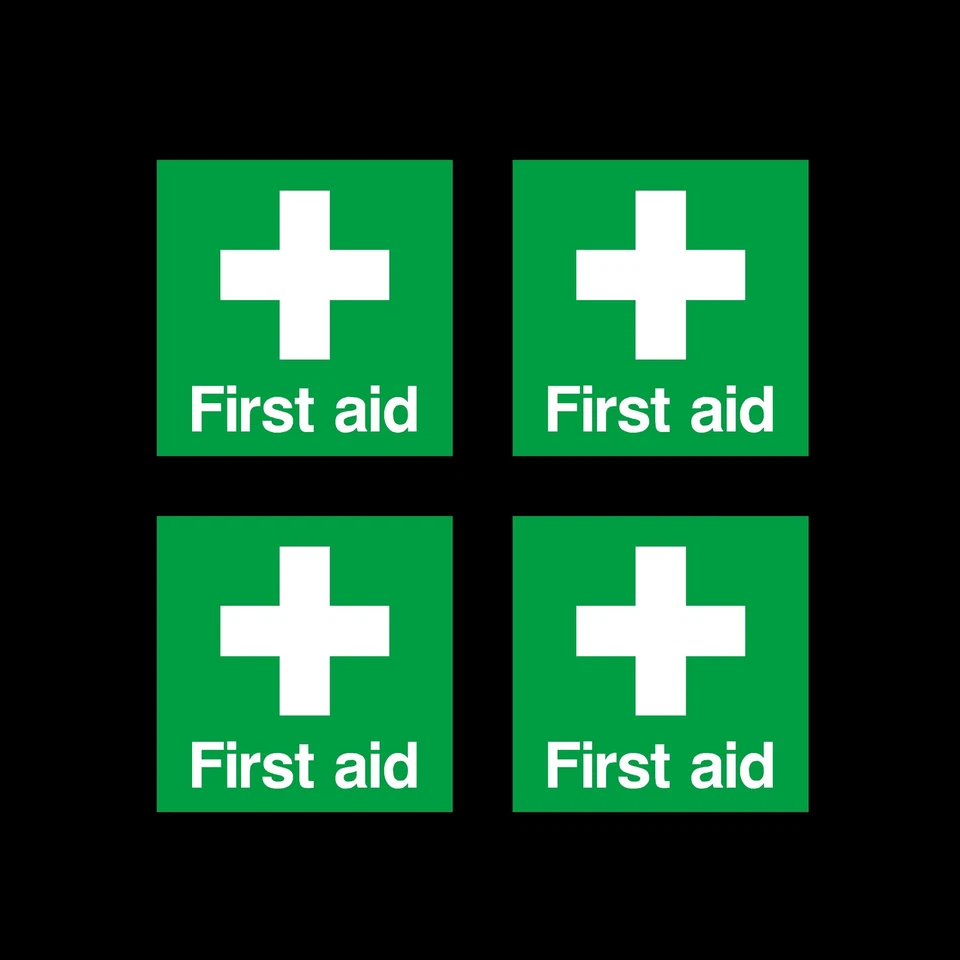 HEALTH&SAFETYDIRECT First Aid Cross Symbol - 50mm x 50mm - Sticker, Sign