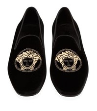 Zapatos bordados de terciopelo hechos a mano para hombre, mocasines informales de fiesta pantuflas de terciopelo para hombre