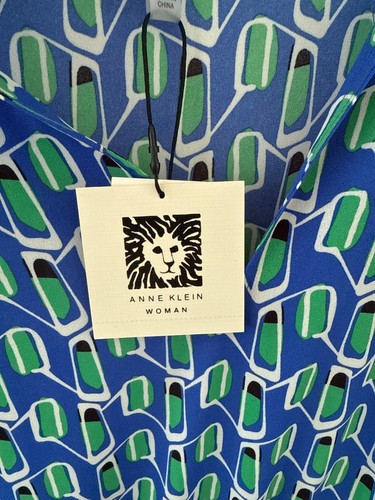 Anne Klein Damen blau Lapis Kombi bedruckt ärmelloses Kleid 2X - Bild 3 von 10