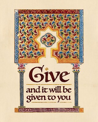Giving Remixed Historical Illuminated Manuscript 8 x 10 Art Print for Framing