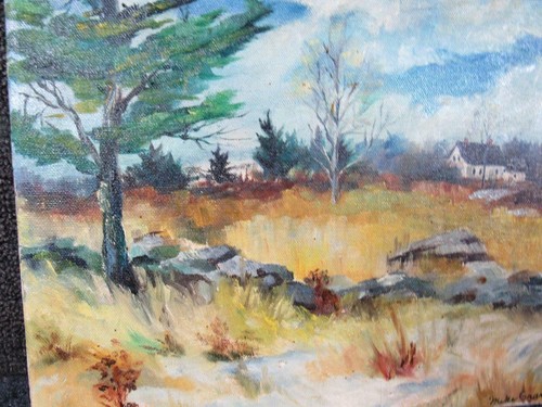 VINTAGE signed MIKE GRAVES small NEW ENGLAND LANDSCAPE WITH HOUSE - Picture 6 of 8