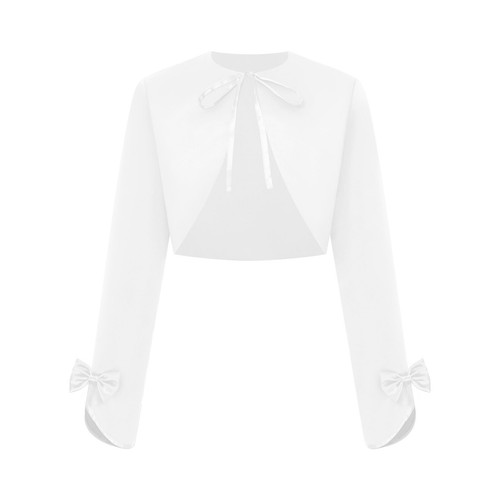 Girls Bolero Shrug Prom Top Long Sleeve Cardigan Cute Bowknots Coat Cropped - Picture 22 of 29