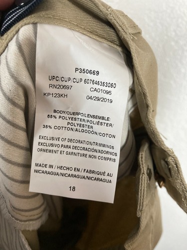 Dickies Boys Sz 18 Classic Fit Straight Leg Flat Front Pants Khaki NWT Durable - Picture 6 of 9