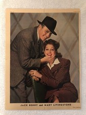 Vintage 1941 JACK BENNY MARY LIVINGSTONE Coloroto Colorfoto NY Sunday News 11x15