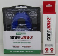 SafeJawz Ortho Series Upper Braces Mouthguard with Case & Disinfectant NEW