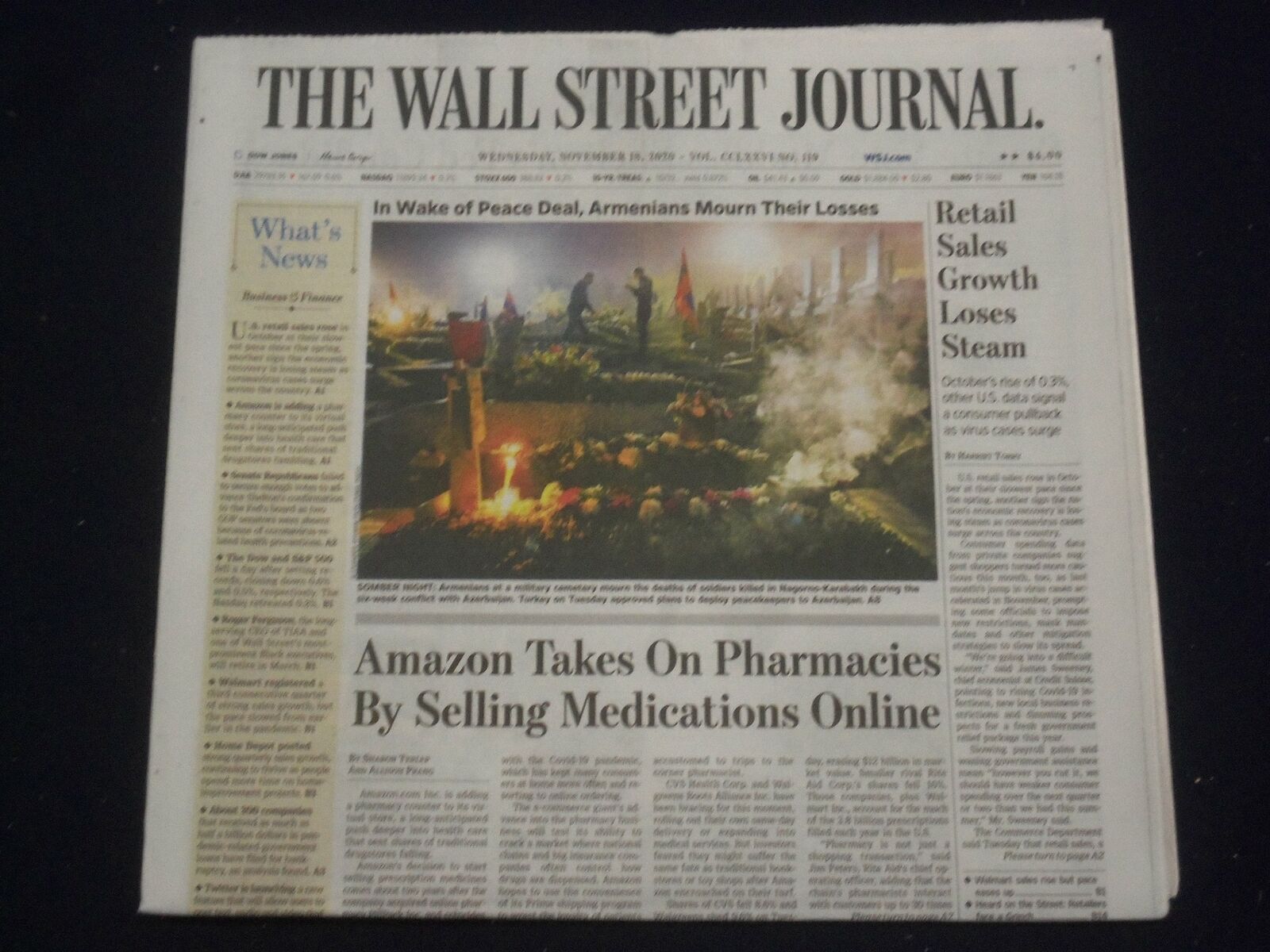 2020 NOV 18 THE WALL STREET JOURNAL-AMAZON TAKES ON PHARMACIES, SELL MEDS ONLINE