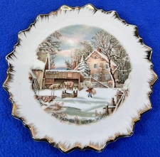 Winter Scene Currier and Ives 7" Collectible Plate The Farmer’s Home Japan