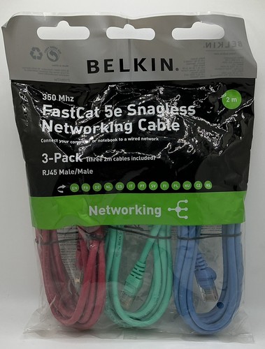 Belkin FastCat 5e Snagless Networking Cable 350mhz 3 Pack RJ45 Male/Male