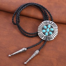 Plum Bossom Totem Turquoise Western Cowboy Mens Bolo Tie Wedding Necklace