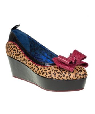 IRREGULAR CHOICE CHERRY KISS ANIMAL PRINT RED BOW SIZE 6.5 PLATFORM SEXY COMFORT