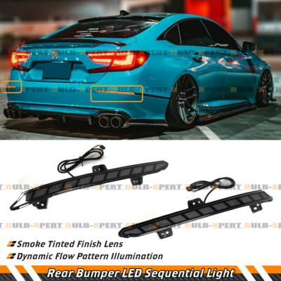 FOR 18-2022 ACCORD SMOKE LENS REAR BUMPER REFLECTOR DYNAMIC LED SEQUENTIAL LIGHT