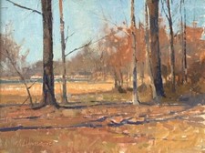 MARC HANSON (b. 1955) Backyard Study, colorful autumn landscape of trees & field