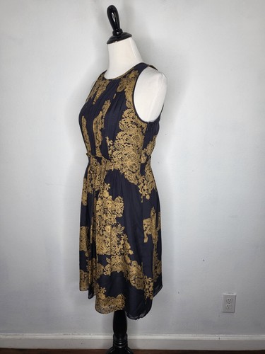 TIBI NEW YORK Silk Sheath Dress Women's Size 6 Sleeveless Floral Pleated Waist - Picture 5 of 10