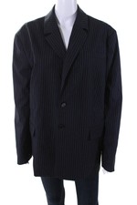 Modern Citizen Womens Two Button Notched Lapel Pinstriped Jacket Black Large