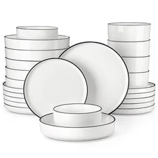 MALACASA Porcelain Dinnerware Set Bowl & Plate Set Kitchen Dishware Set for 4/6
