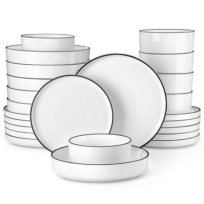 MALACASA Porcelain Dinnerware Set Bowl Plate Set Kitchen Dishware Set for  4/6