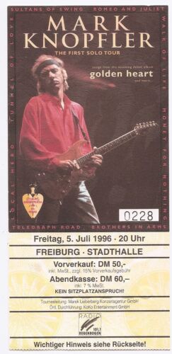 Mark Knopfler Golden Heart Tour 1996 Freiburg Ticket/Konzertkarte/Eintrittskarte - Bild 1 von 2