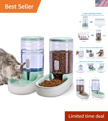 Automatic Pet Feeder Water Dispenser Set 3.8L Drop Resistant Ideal for Travel