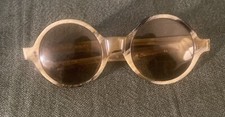 A.A Sutain Vintage Blond Horn Frame Brown Lens Round Sunglasses 94