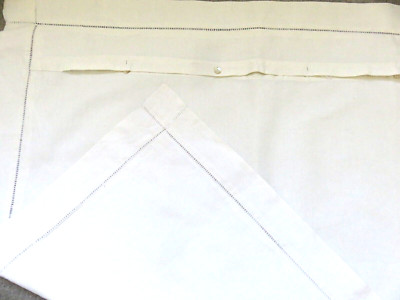 ANTIKER FRANZÖSISCHER QUADRATISCHER KISSENBEZUG AUS LEINEN MIT GEZOGENEM FADENBESATZ 71 cm x 70 cm