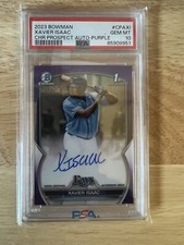 2023 BOWMAN CHROME 1ST PROSPECT XAVIER ISAAC PURPLE REFRACTOR AUTO /250 PSA 10!!