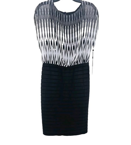 Adrianna Papell Black & White Stripe Sleeveless Classic Dress Womens Size  14 | eBay